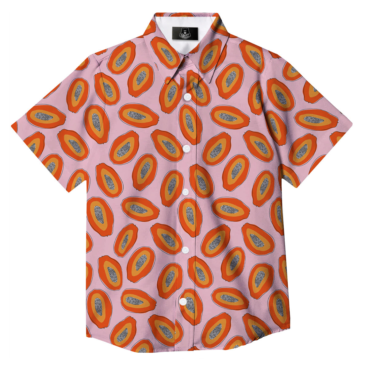 Papaya Cute Print Pattern Button Up Shirt-grizzshop