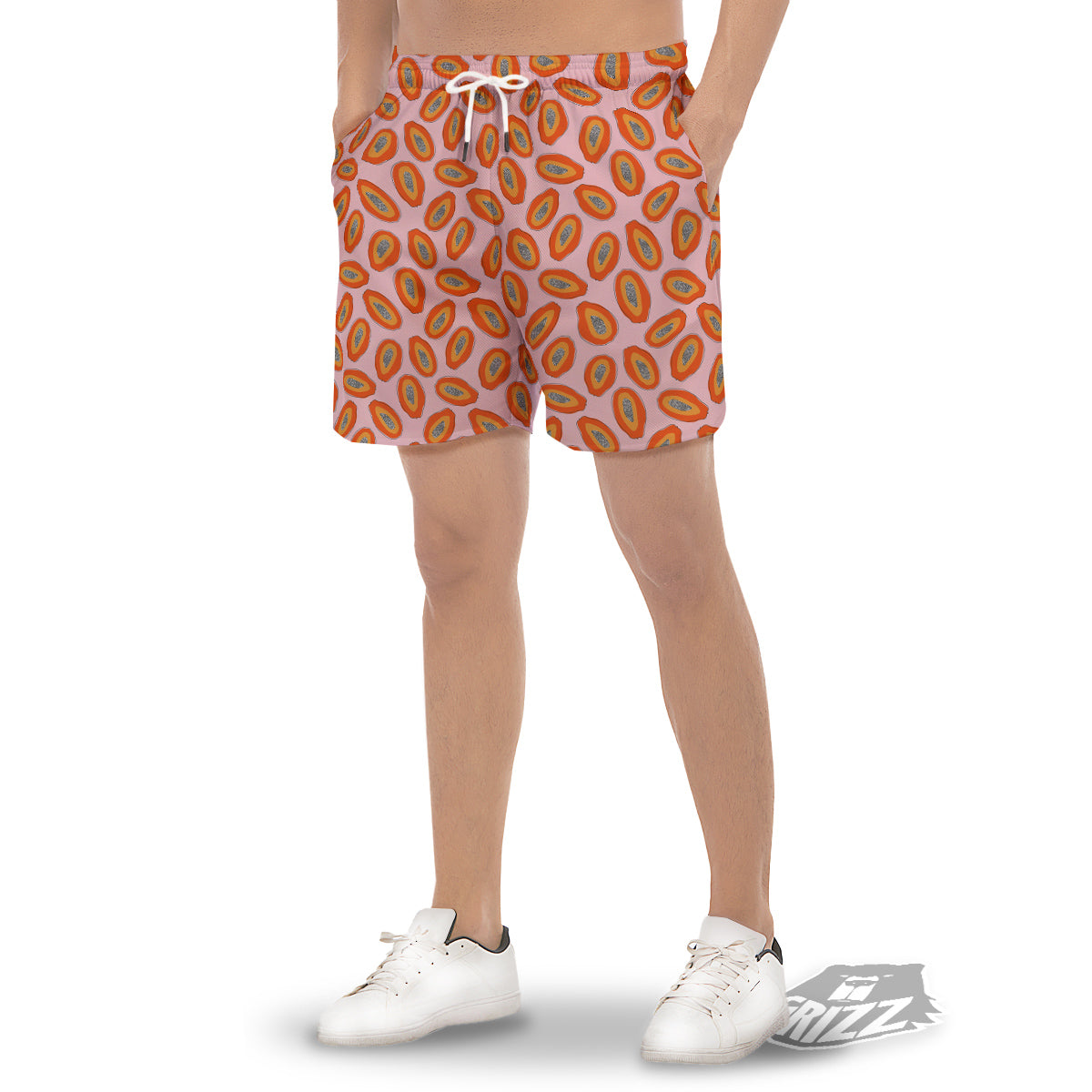 Papaya Cute Print Pattern Men's Gym Shorts-grizzshop