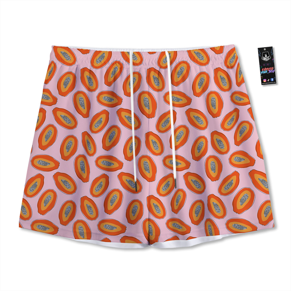 Papaya Cute Print Pattern Mesh Shorts-grizzshop