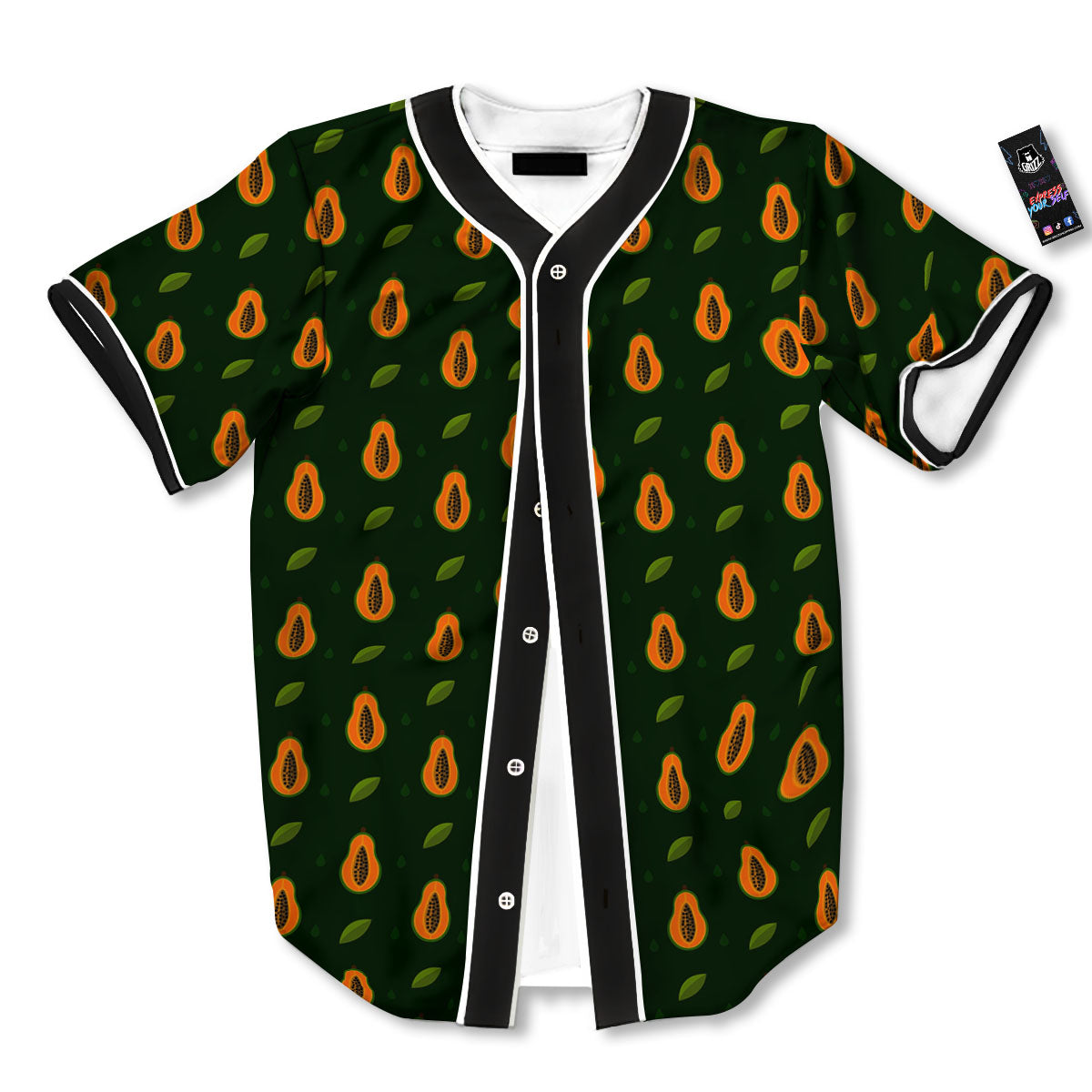 Papaya Exotic Print Pattern Baseball Jersey-grizzshop