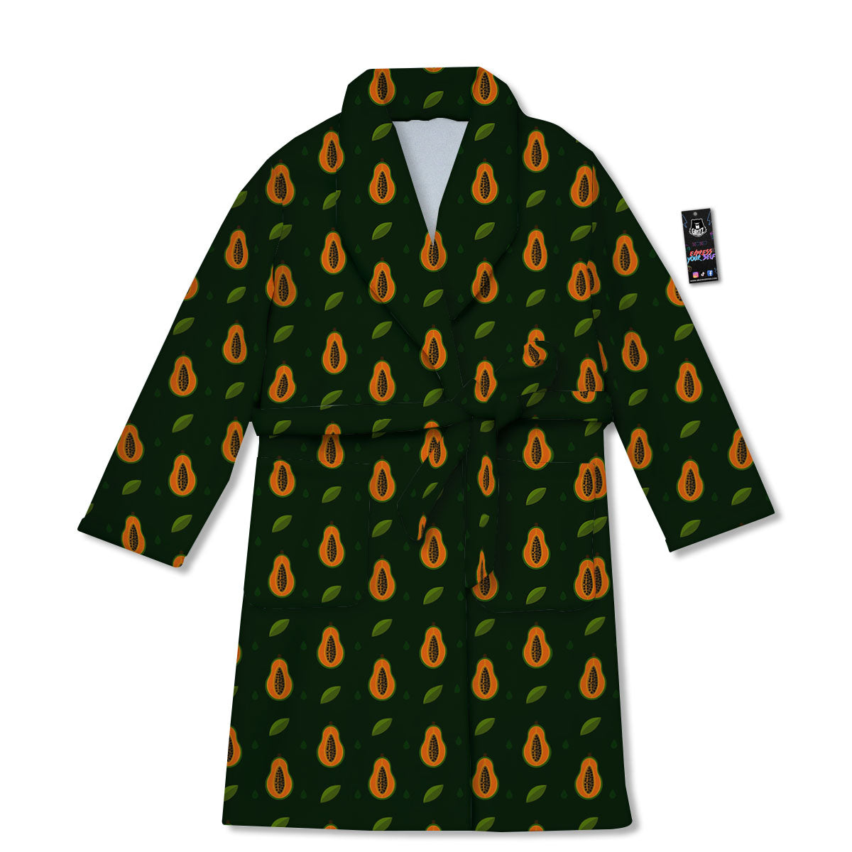 Papaya Exotic Print Pattern Bathrobe-grizzshop