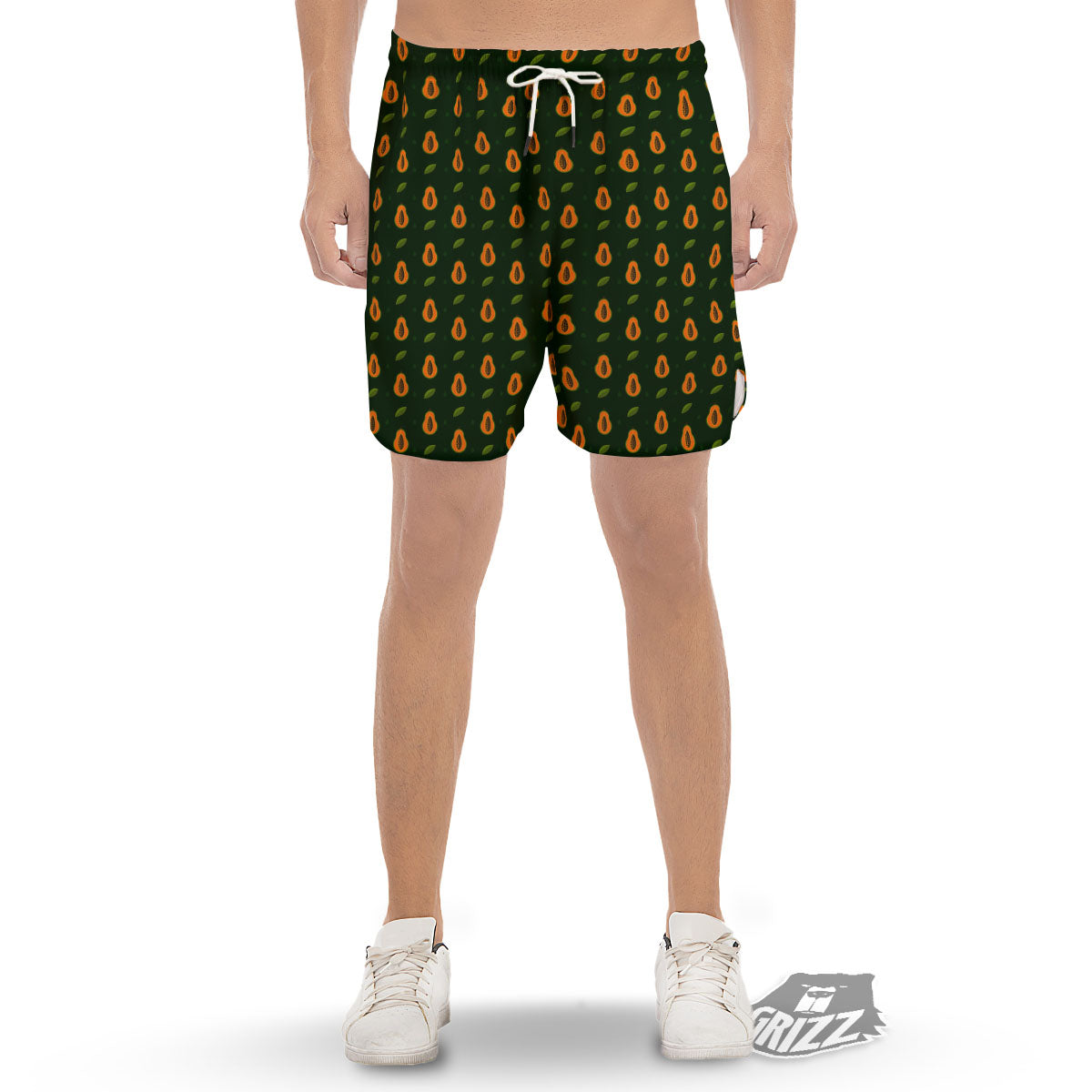Papaya Exotic Print Pattern Men's Gym Shorts-grizzshop