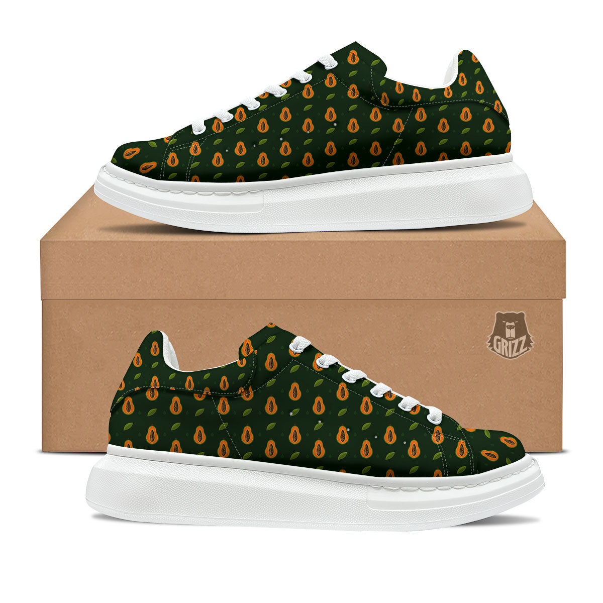 Papaya Exotic Print Pattern Platform Shoes-grizzshop