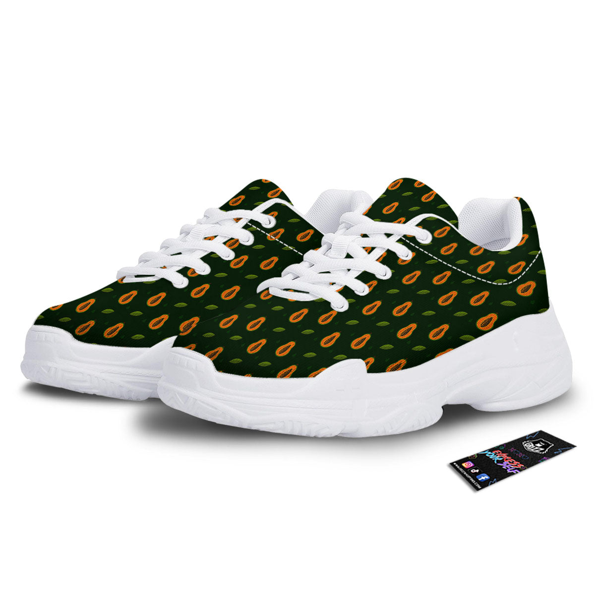Papaya Exotic Print Pattern White Chunky Shoes-grizzshop