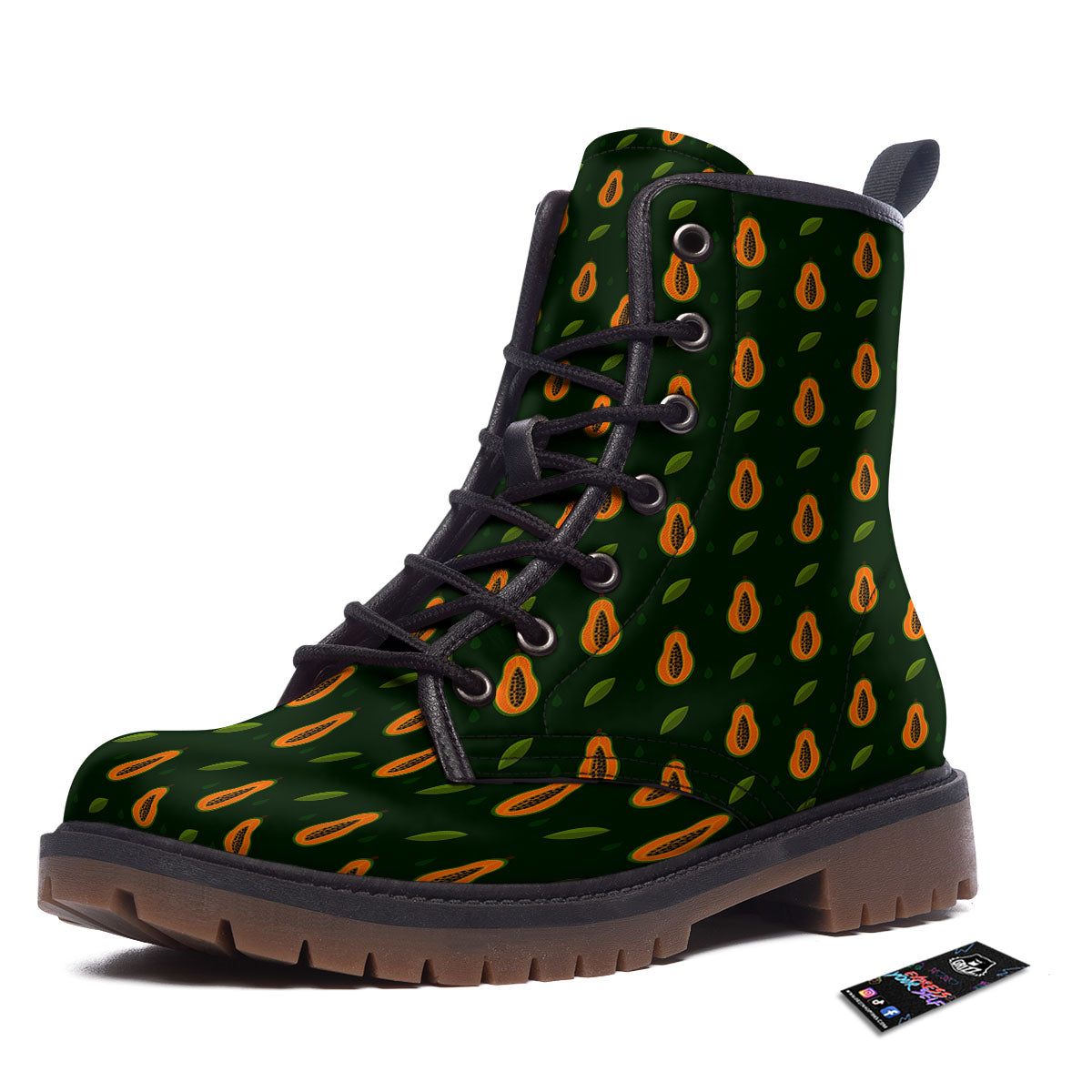 Papaya Exotic Print Pattern Work Boots-grizzshop