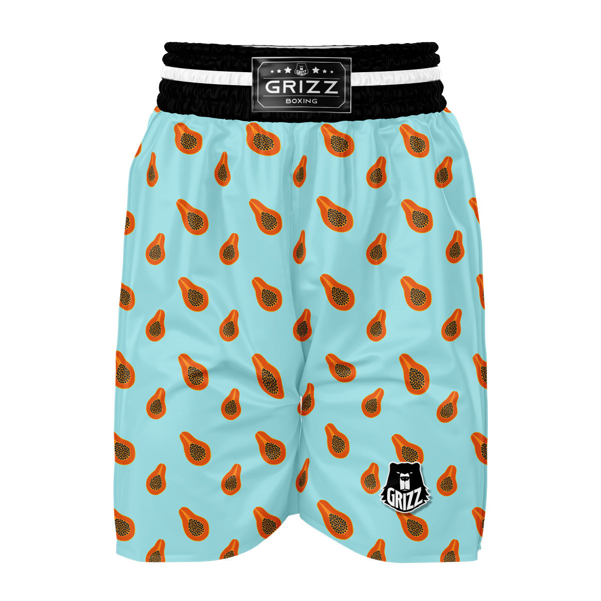 Papaya Striped Blue Print Pattern Boxing Shorts-grizzshop