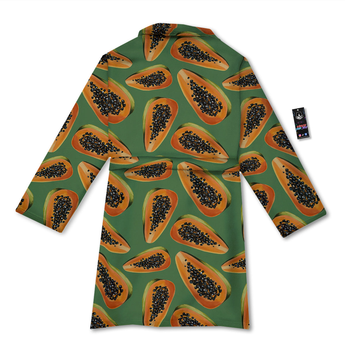 Papaya Tropical Print Pattern Bathrobe-grizzshop