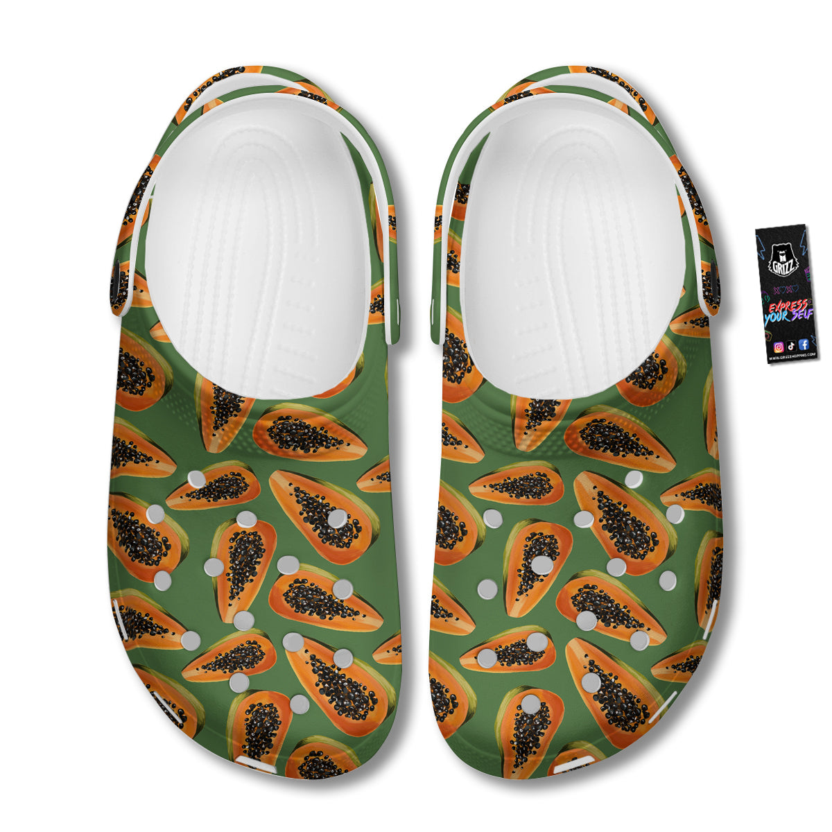 Papaya Tropical Print Pattern Clog-grizzshop