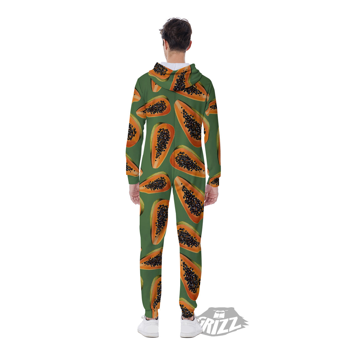 Papaya Tropical Print Pattern Men's Jumpsuit-grizzshop