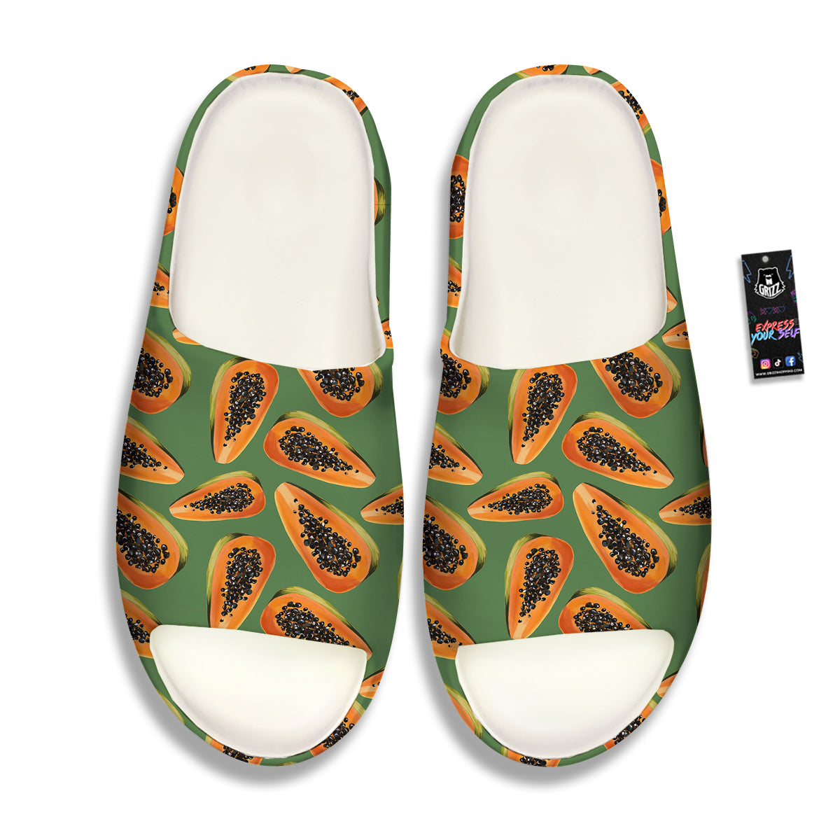 Papaya Tropical Print Pattern Sandals-grizzshop