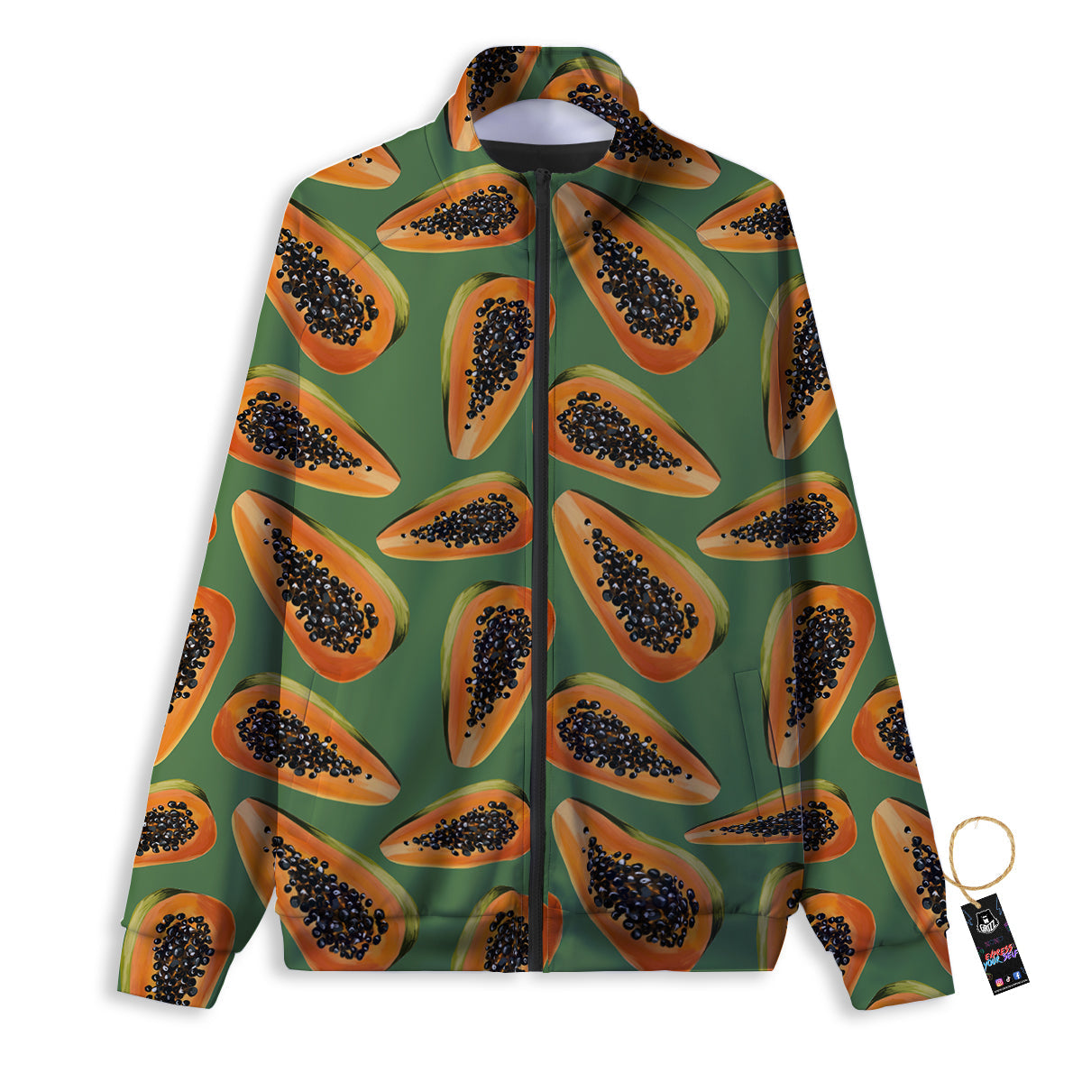 Papaya Tropical Print Pattern Track Jacket-grizzshop