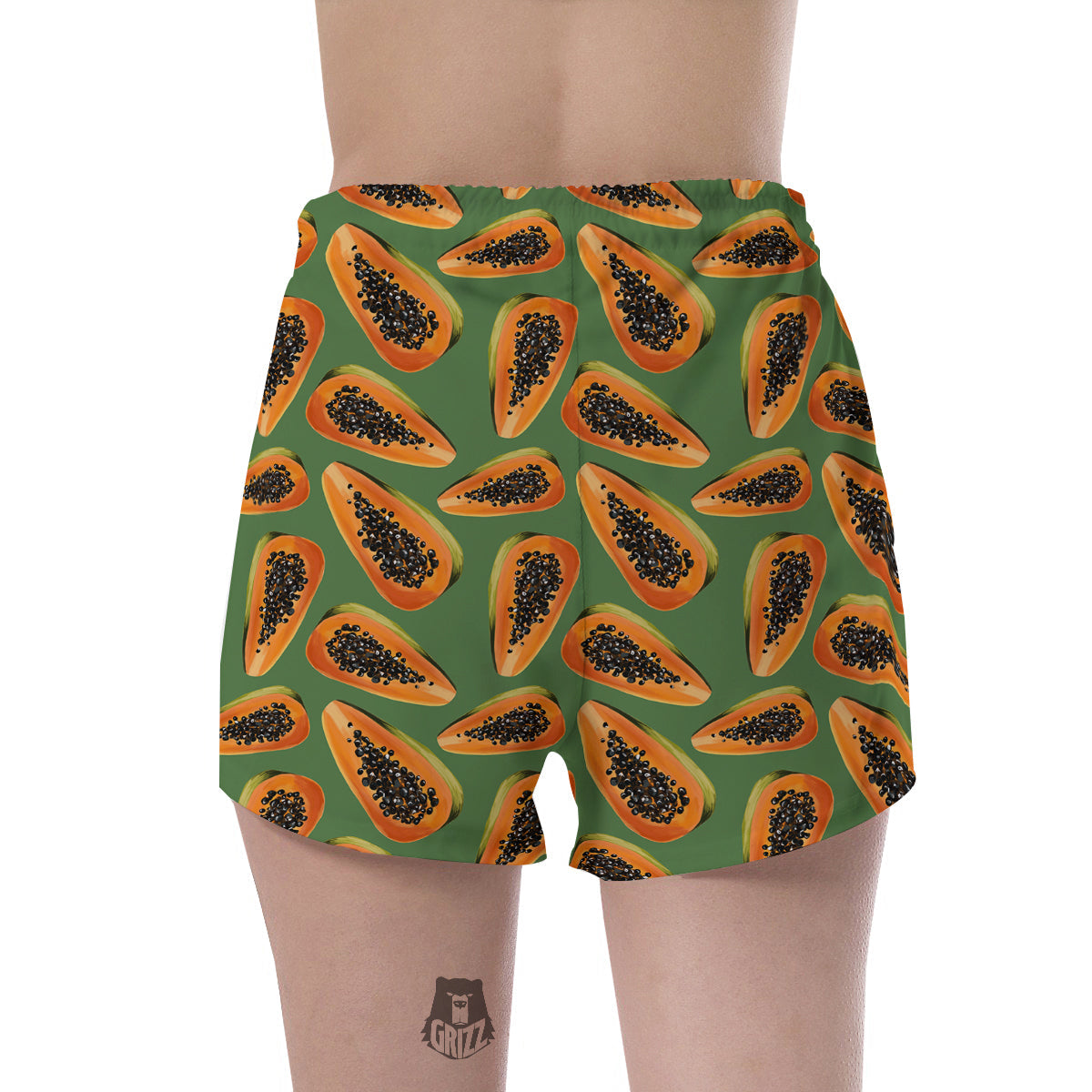 Papaya Tropical Print Pattern Women's Shorts-grizzshop