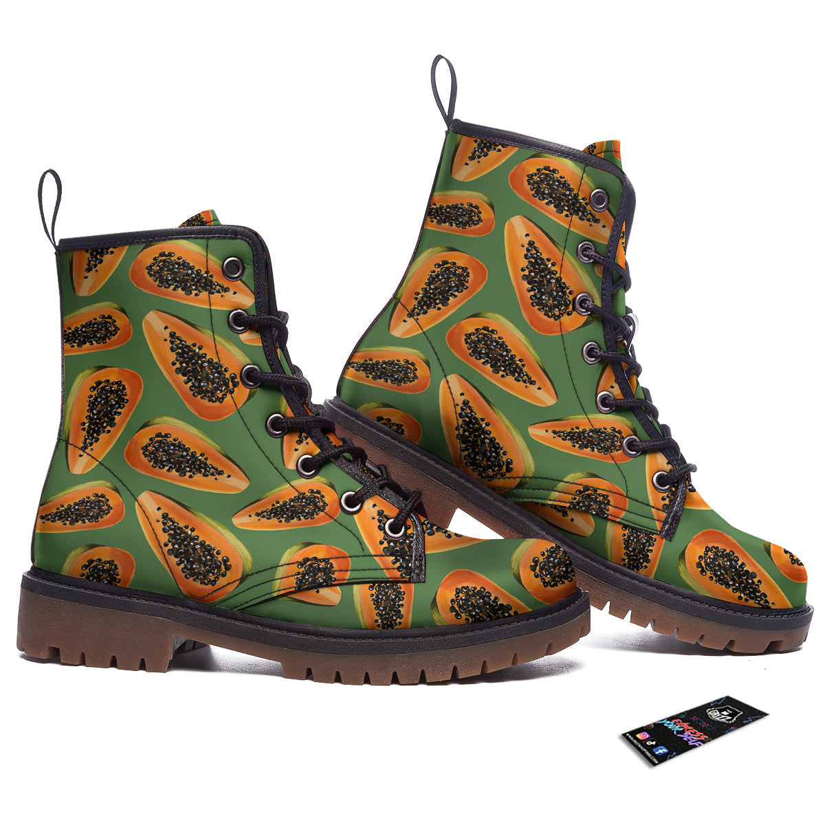 Papaya Tropical Print Pattern Work Boots-grizzshop
