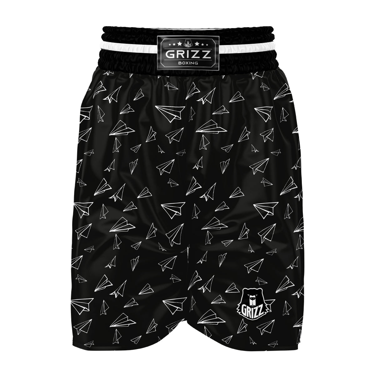 Paper Planes White And Black Print Pattern Boxing Shorts-grizzshop