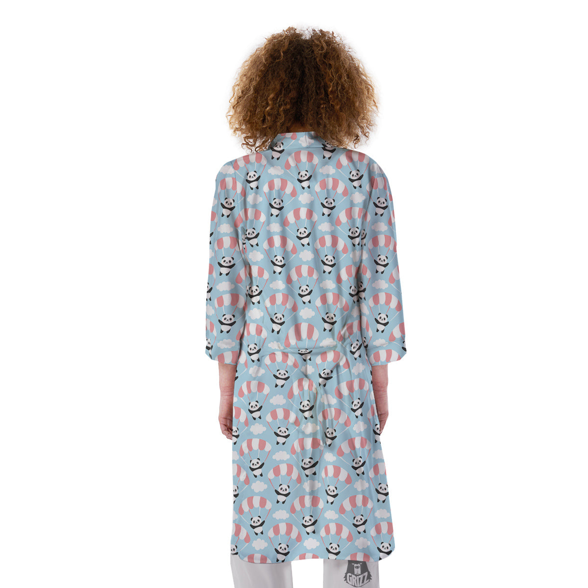 Parachute And Cute Panda Print Pattern Kimono-grizzshop