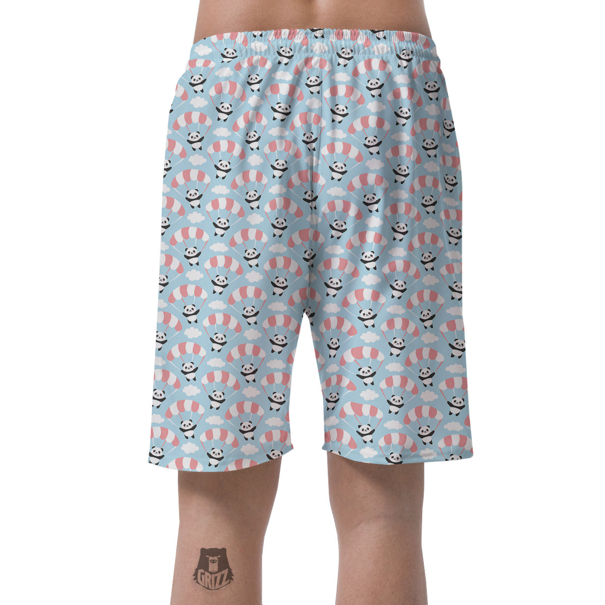 Parachute And Cute Panda Print Pattern Men's Shorts-grizzshop