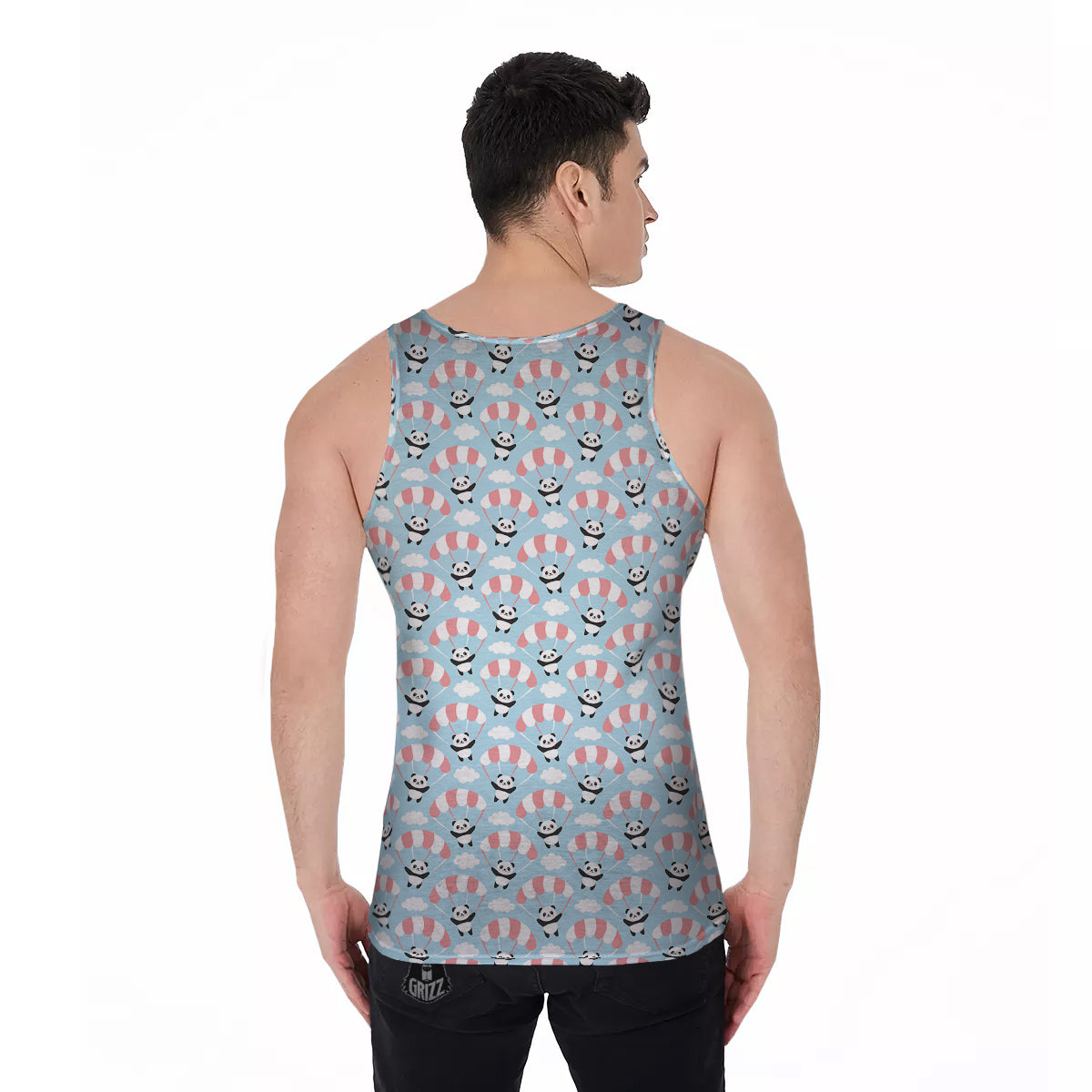 Parachute And Cute Panda Print Pattern Men's Tank Top-grizzshop