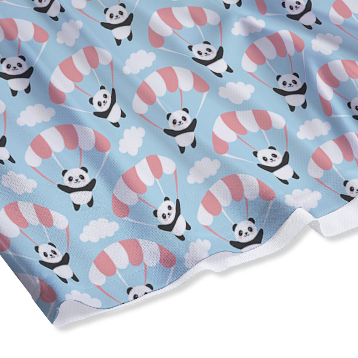 Parachute And Cute Panda Print Pattern Mesh Shorts
