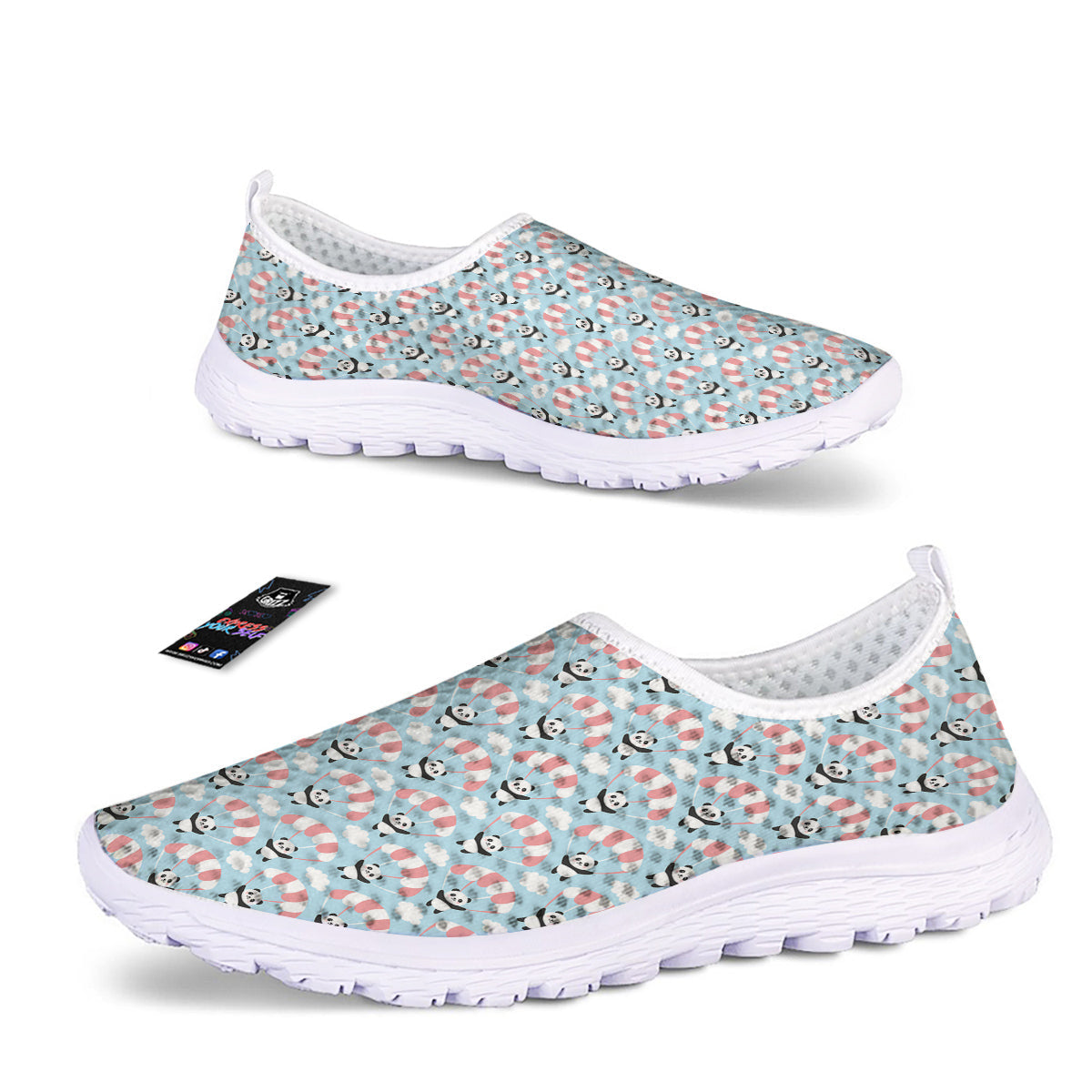 Parachute And Cute Panda Print Pattern Nurse Shoes-grizzshop