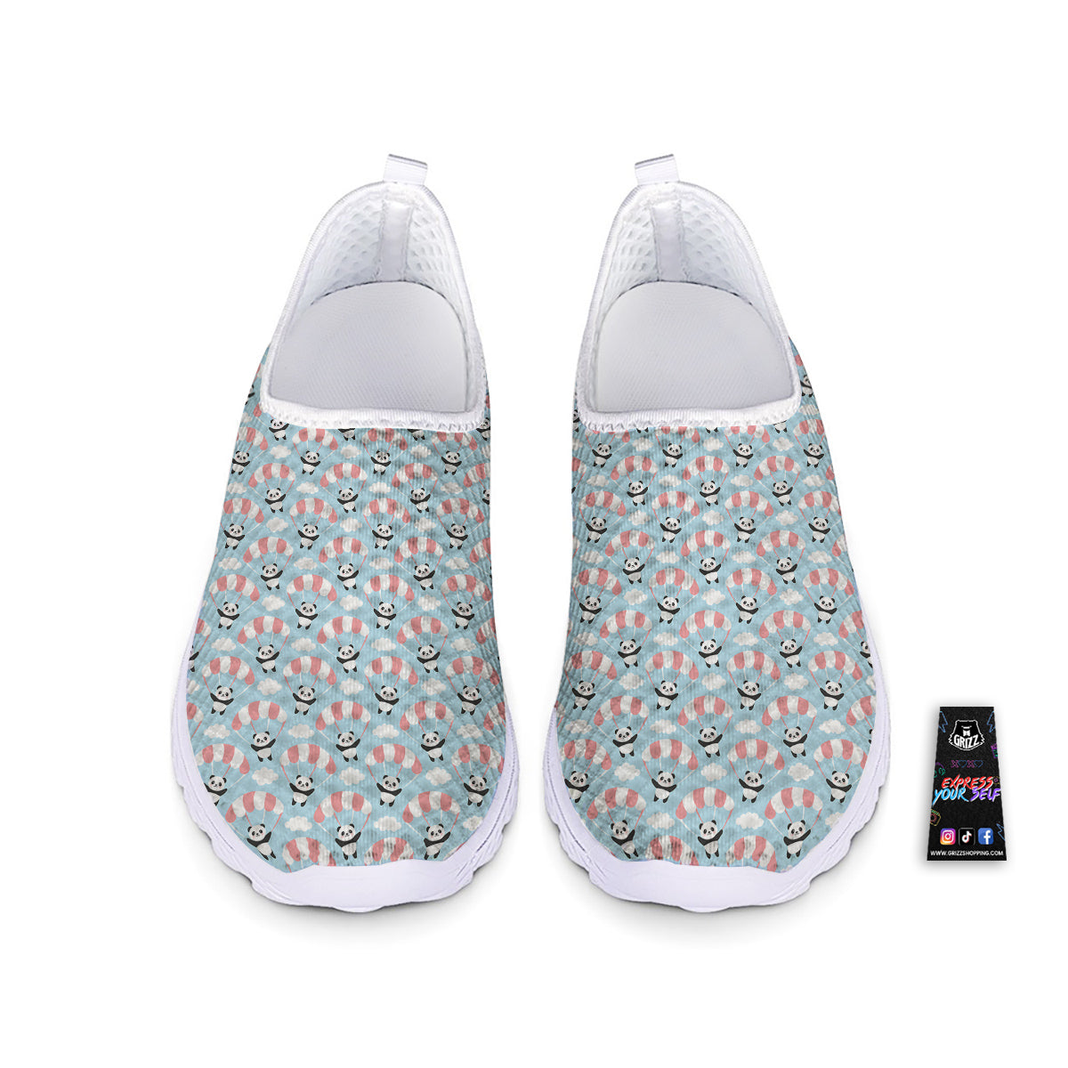 Parachute And Cute Panda Print Pattern Nurse Shoes-grizzshop