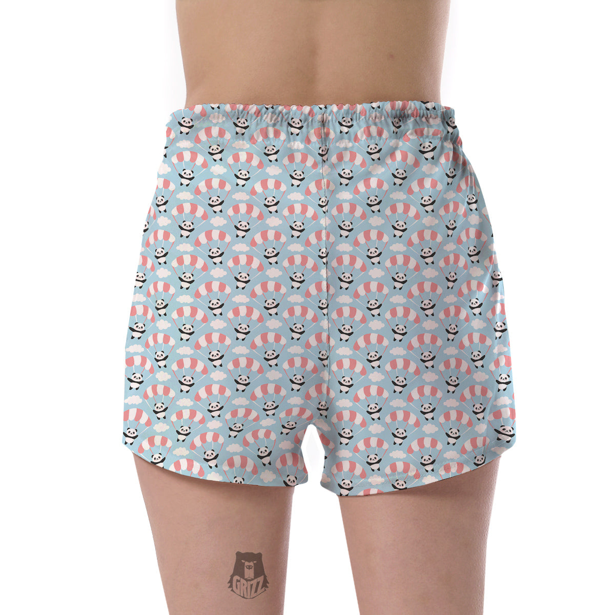 Parachute And Cute Panda Print Pattern Women's Shorts-grizzshop