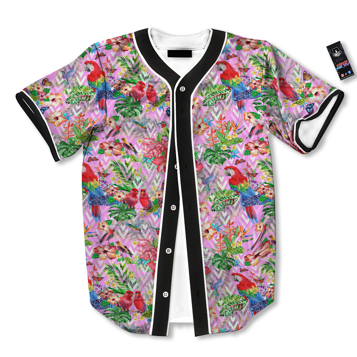 Paradise Flower Bird Print Pattern Baseball Jersey-grizzshop