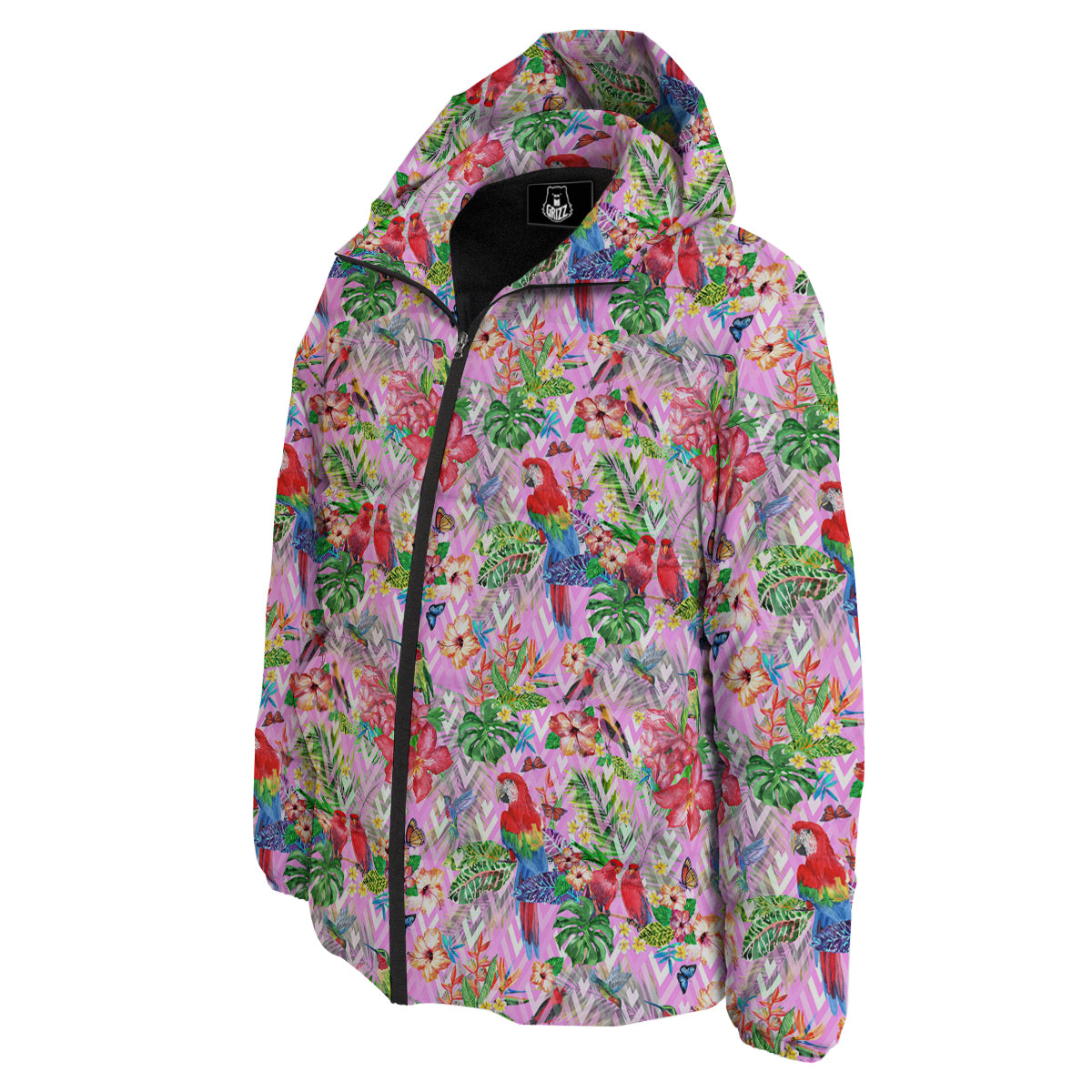 Paradise Flower Bird Print Pattern Down Jacket-grizzshop