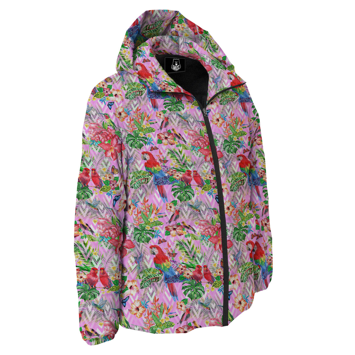 Paradise Flower Bird Print Pattern Down Jacket-grizzshop