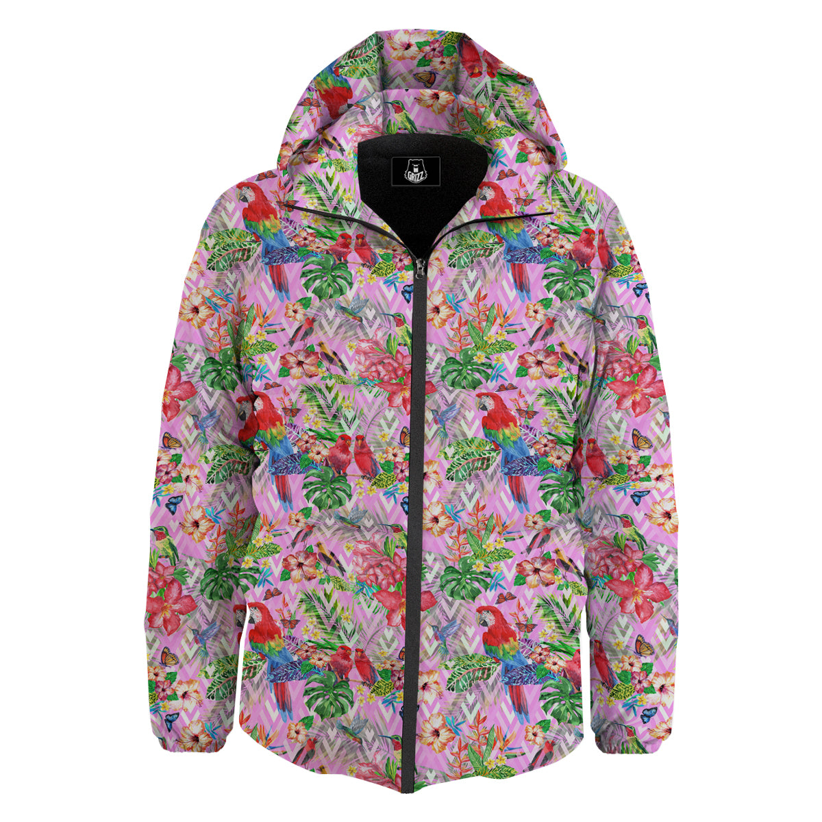 Paradise Flower Bird Print Pattern Down Jacket-grizzshop