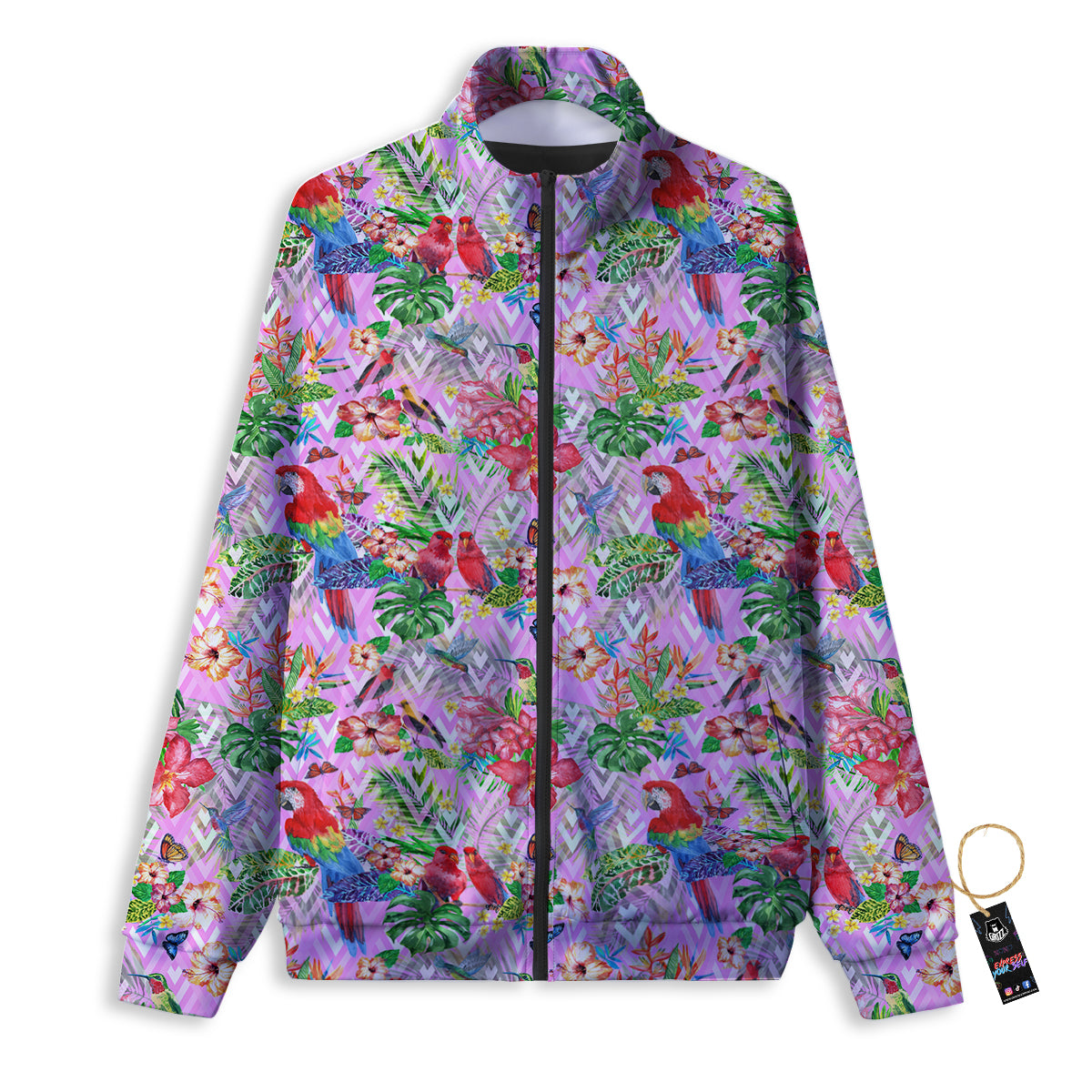 Paradise Flower Bird Print Pattern Track Jacket-grizzshop