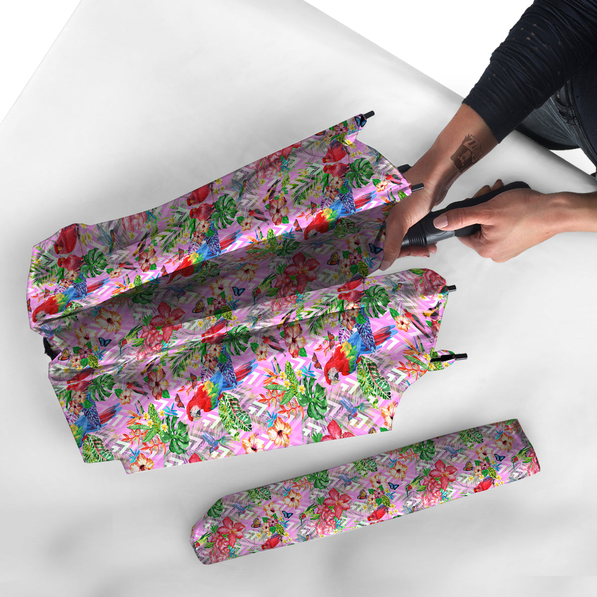 Paradise Flower Bird Print Pattern Umbrella-grizzshop