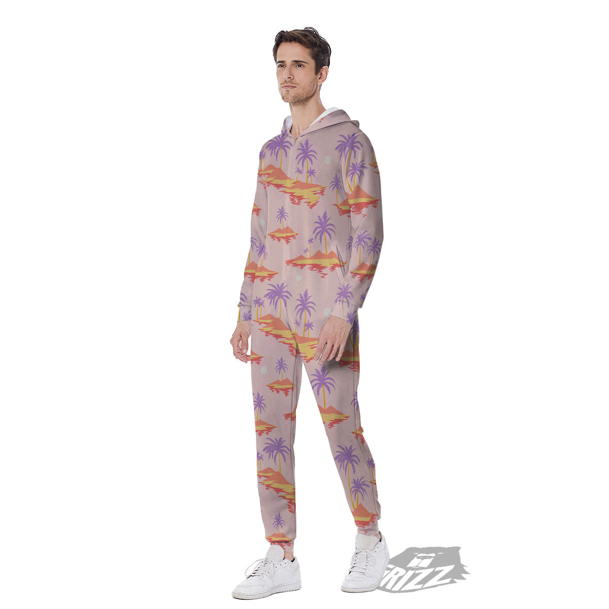 Paradise Hawaii Tropical Print Pattern Men's Jumpsuit-grizzshop