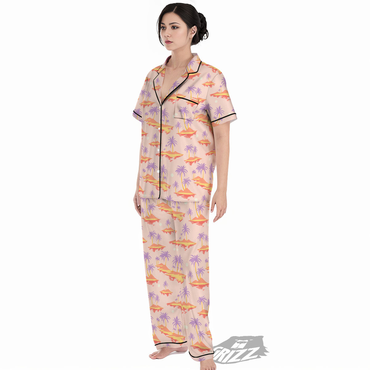 Paradise Hawaii Tropical Print Pattern Women's Pajamas Set-grizzshop