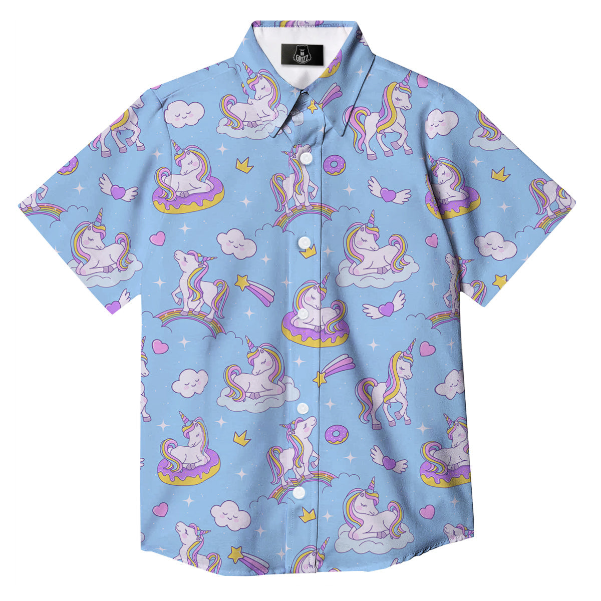 Paradise Unicorn Print Pattern Button Up Shirt-grizzshop