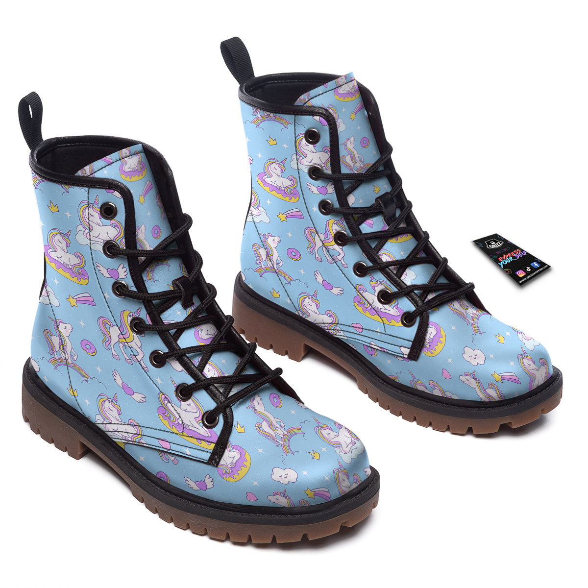 Paradise Unicorn Print Pattern Work Boots-grizzshop