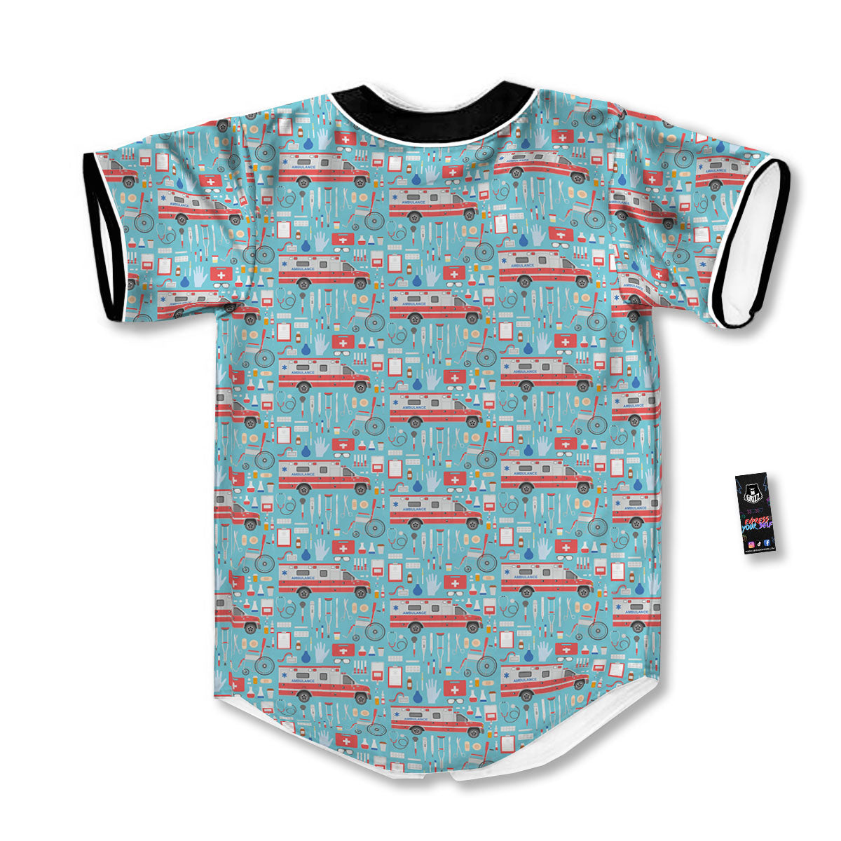Paramedic EMS Print Pattern Baseball Jersey-grizzshop