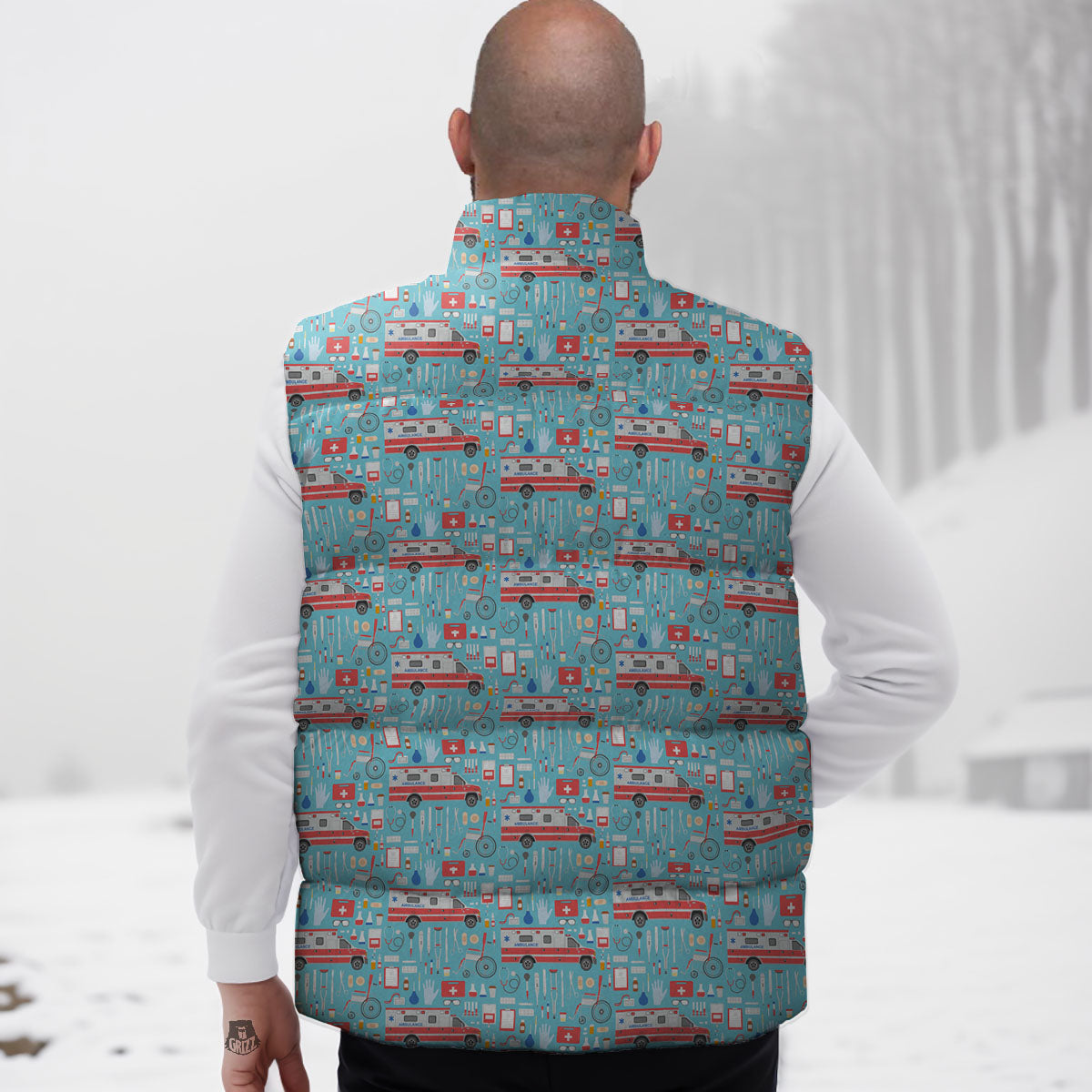 Paramedic EMS Print Pattern Down Vest-grizzshop