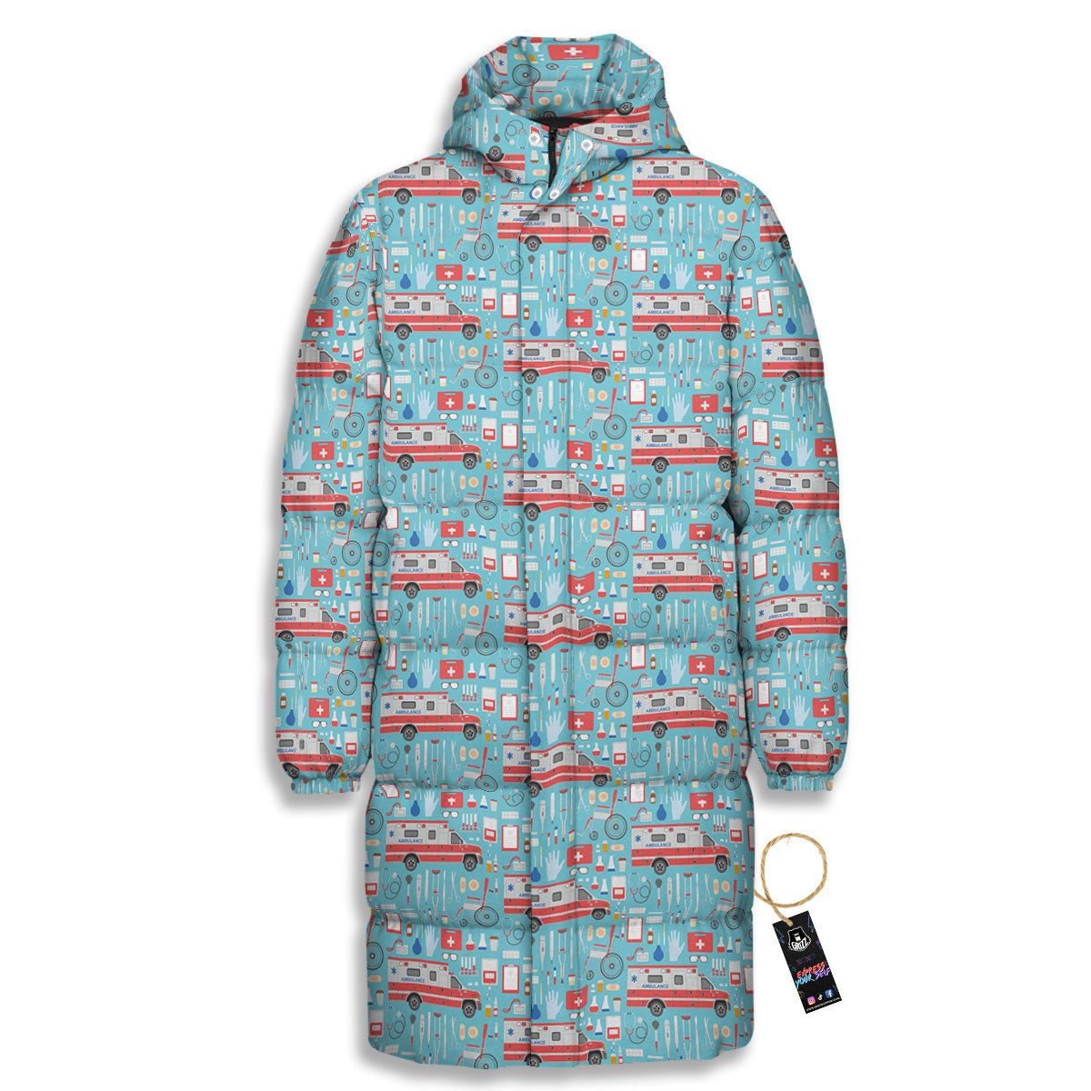 Paramedic EMS Print Pattern Long Down Jacket-grizzshop