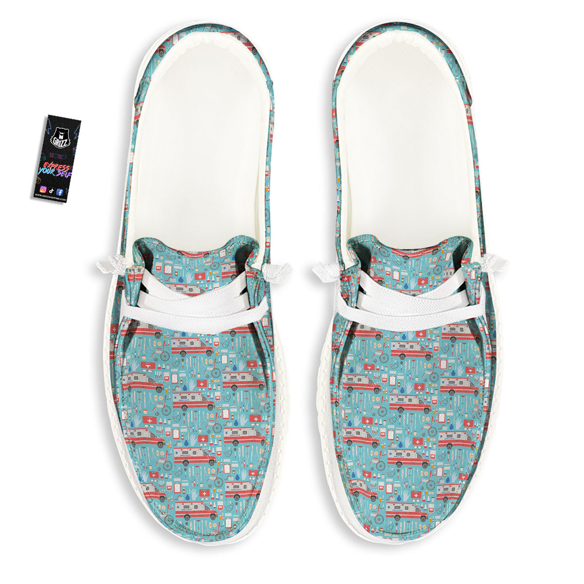 Paramedic EMS Print Pattern White Loafers-grizzshop