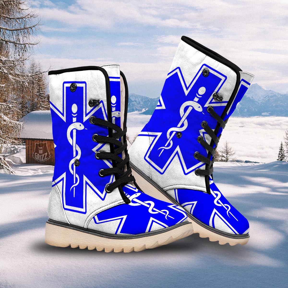 Paramedic Symbol The Star Of Life Print Snow Boots-grizzshop