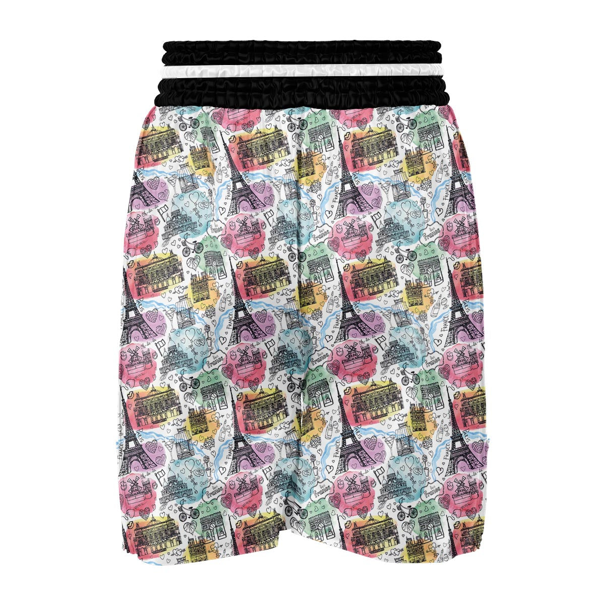 Paris France Print Pattern Boxing Shorts-grizzshop