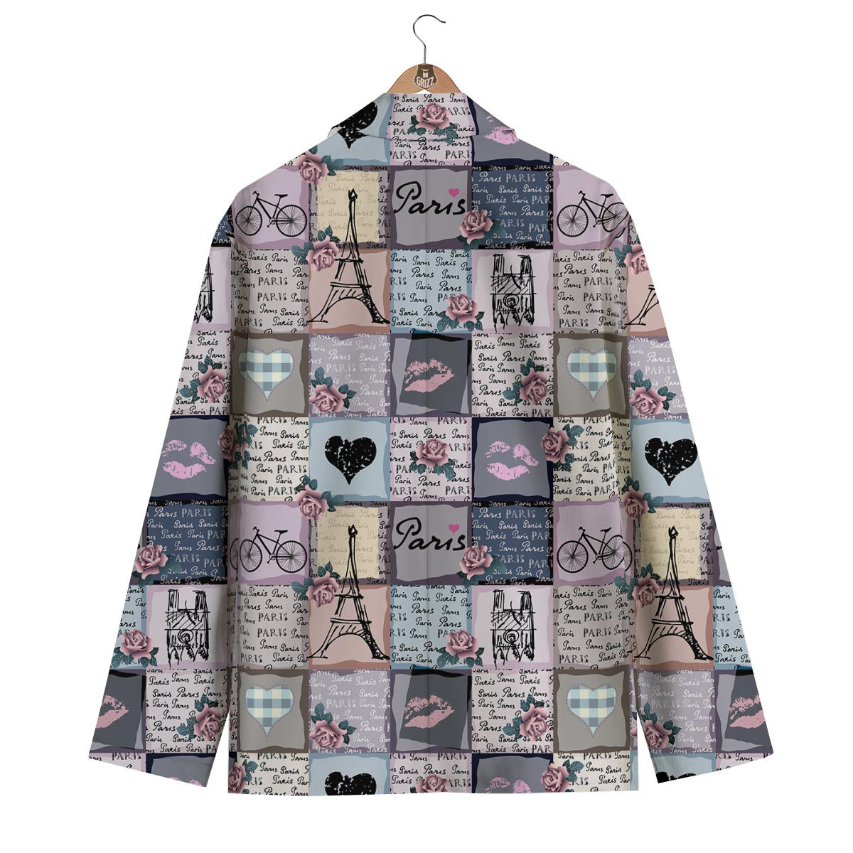 Paris Pattern Print Men's Blazer-grizzshop