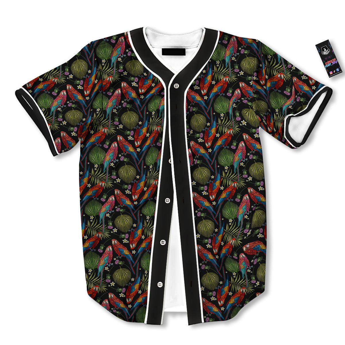 Parrot Embroidery Print Pattern Baseball Jersey-grizzshop