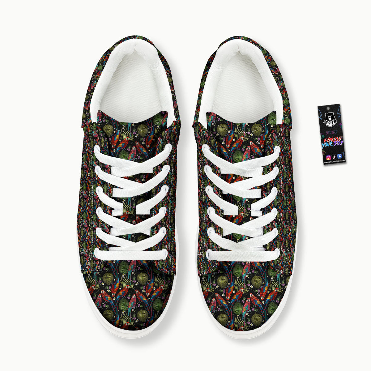 Parrot Embroidery Print Pattern Platform Shoes-grizzshop