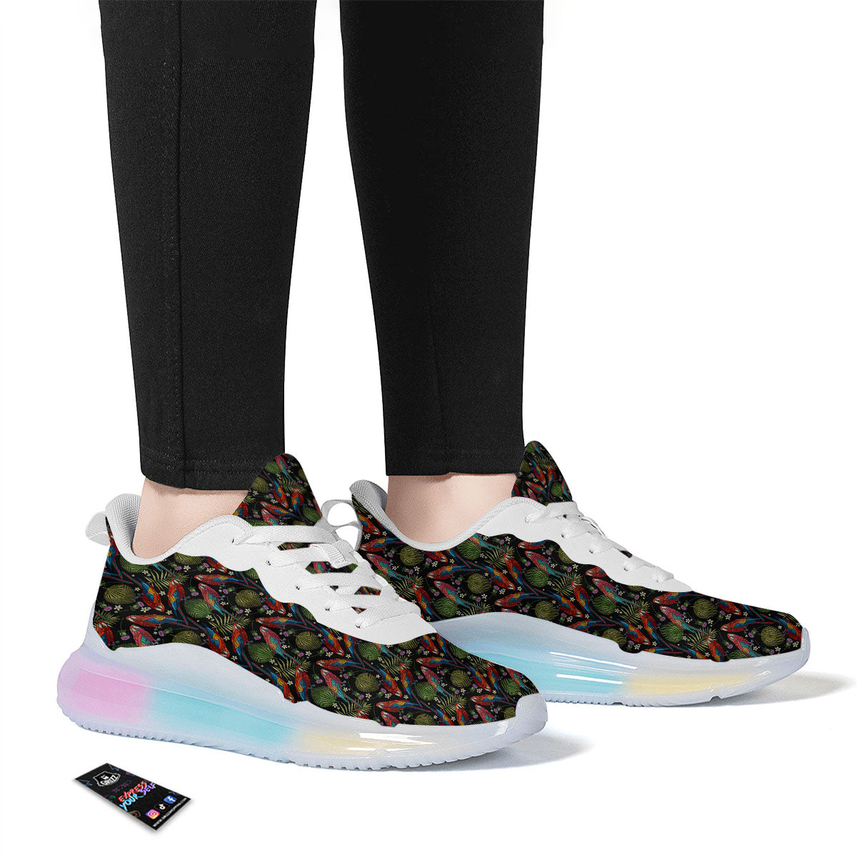 Parrot Embroidery Print Pattern Running Sneakers-grizzshop