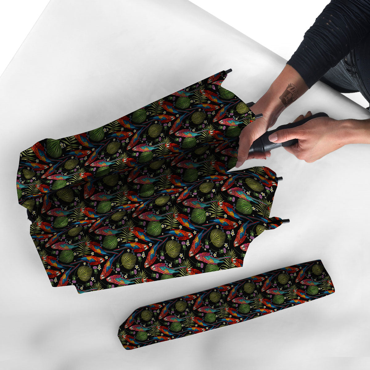 Parrot Embroidery Print Pattern Umbrella-grizzshop