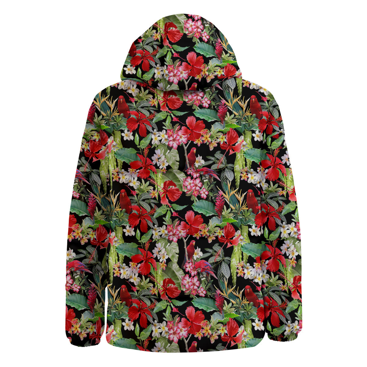 Parrot Hawaiian Tropical Print Pattern Down Jacket-grizzshop