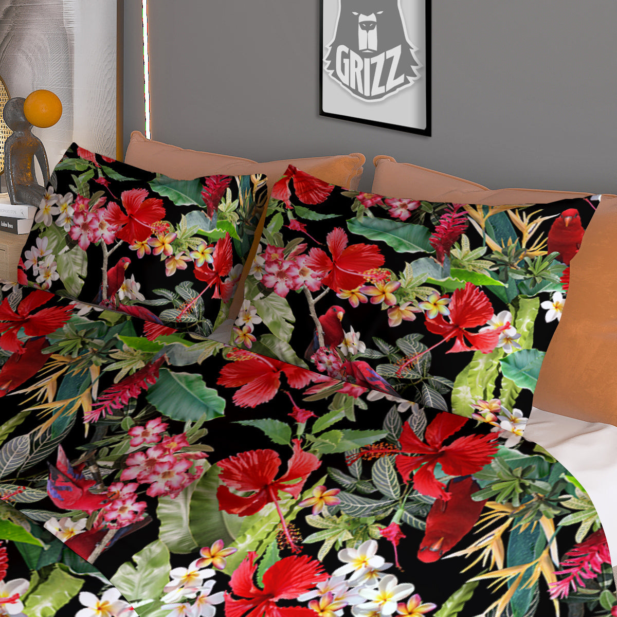Parrot Hawaiian Tropical Print Pattern Duvet Cover Bedding Set
