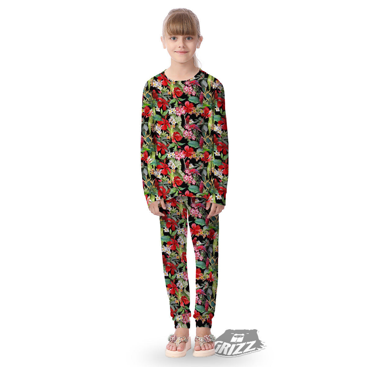 Parrot Hawaiian Tropical Print Pattern Kid's Pajamas-grizzshop