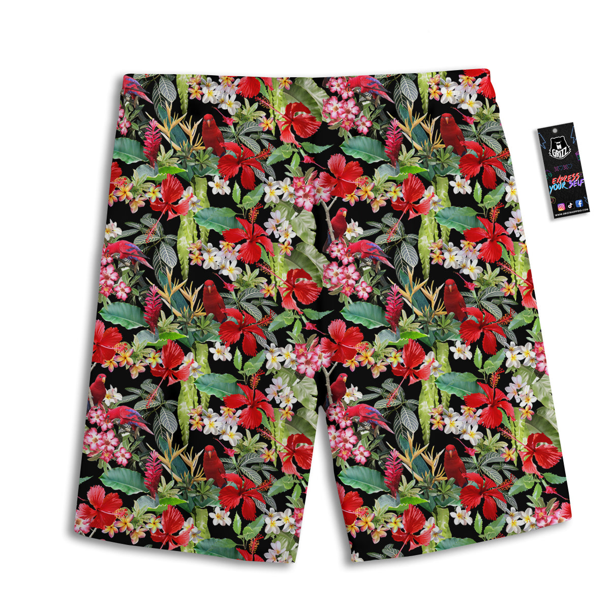 Parrot Hawaiian Tropical Print Pattern Men's Athletic Shorts-grizzshop